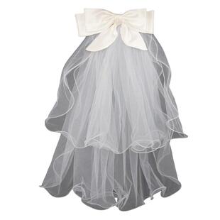 拍照道具白色新娘主婚纱订婚领证蝴蝶结头纱头饰领证求婚女童发夹