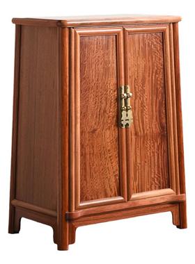 缅甸花梨圆角柜家用全实木储物柜客厅玄关明式收纳柜桌面置物柜