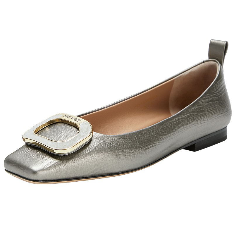 【商场同款】Nine West/玖熙2025夏新款方扣女鞋复古法式方头单鞋