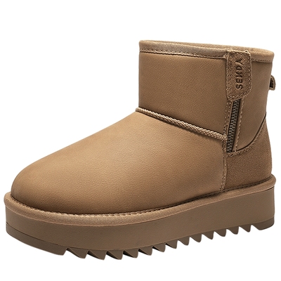 森达雪地靴厚底保暖加绒厚底短靴