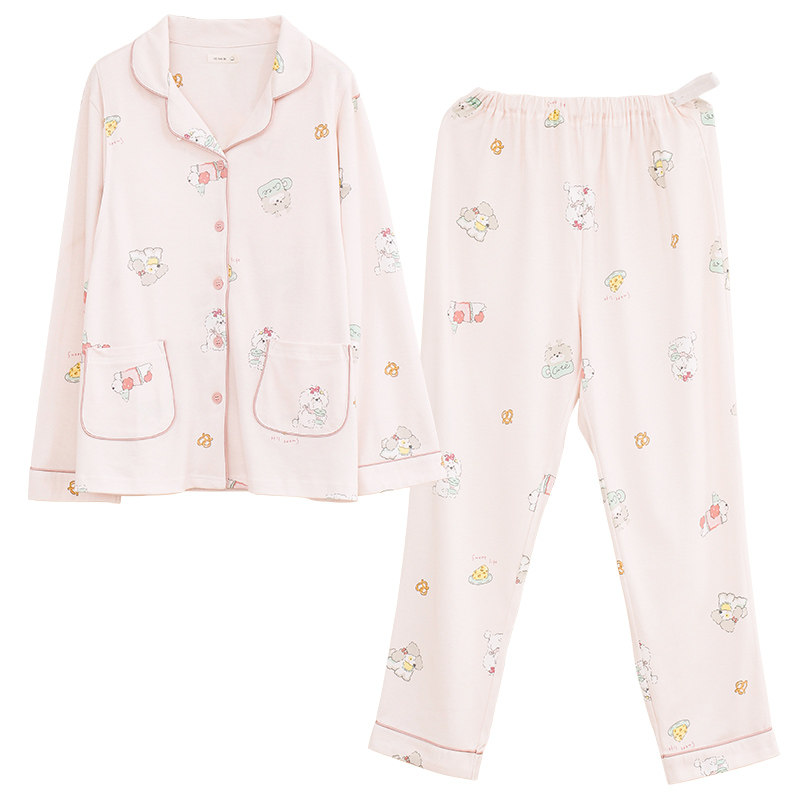 家时光月子服纯棉全棉吸汗春秋产后孕妇哺乳睡衣冬产妇喂奶家居服