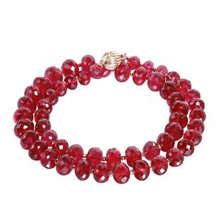 若华珠宝日暮=大颗粒红宝石项链女18K金串珠颈链彩宝锁骨链定制