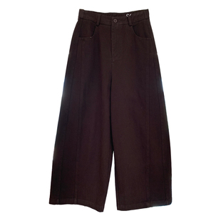 清仓特价 日杂风双侧立体裁加厚纯棉直筒休闲裤女秋季宽松阔腿裤