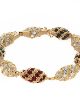 JBK女镀金绿水晶复古气质手链