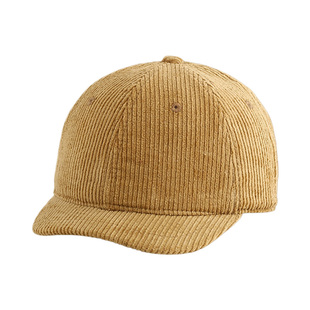 超短檐日系灯芯绒复古3cm美式短檐帽男软顶休闲弯檐棒球帽女国潮