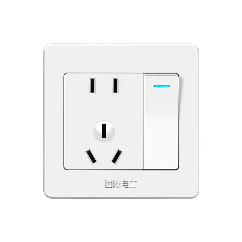 国际电工86型白色暗装单控开关插座面板家用一开单双控五孔灯开关