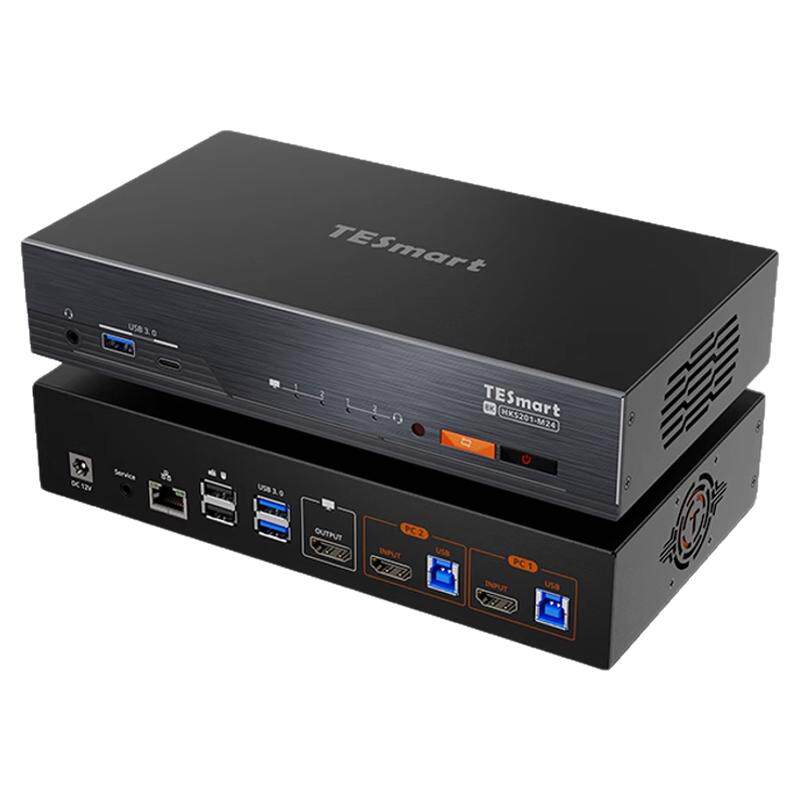 TESmart碲视二进/四进一出HDMI2.1 KVM切换器支持4K240HZ高刷电脑切屏器共享USB3.0拓展坞带ED