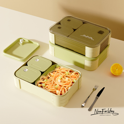 分格大容量饭盒上班族学生用可拆卸微波炉加热便携带饭密封便当盒