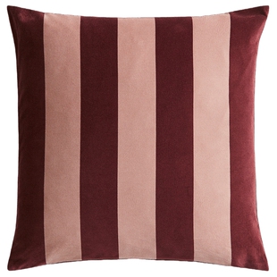 HM HOME居家布艺靠枕冬季简约条纹天鹅绒靠垫套1282890