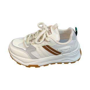 人本情侣男女运动鞋2026冬季新款软底加绒老爹鞋小白鞋厚底阿甘鞋