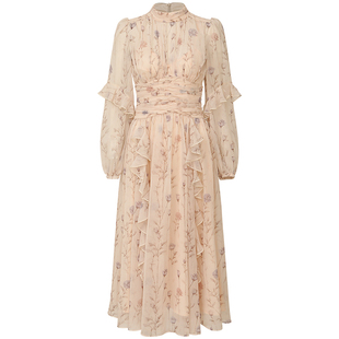 从那以后法式风碎花裙长裙长袖裙子高级感礼服穿搭度假连衣裙秋冬