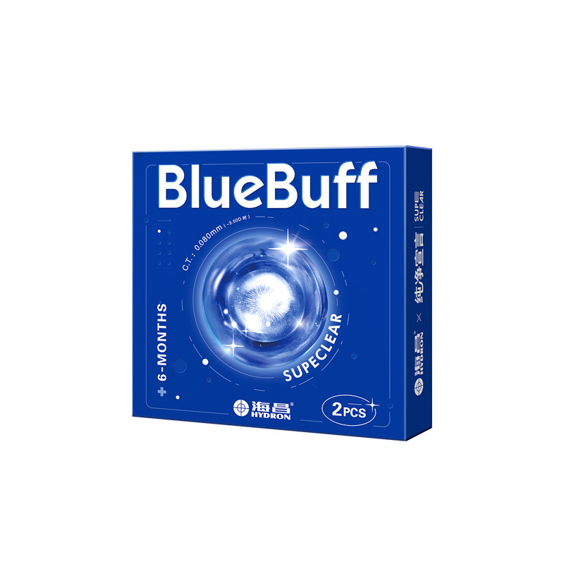 【自营】海昌隐形眼镜半年抛2片蓝buff水凝胶舒适水润近视透明