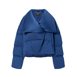 【90鹅绒】BCBG25新款时尚气质简约蓬松泡芙型翻领短款羽绒服冬女
