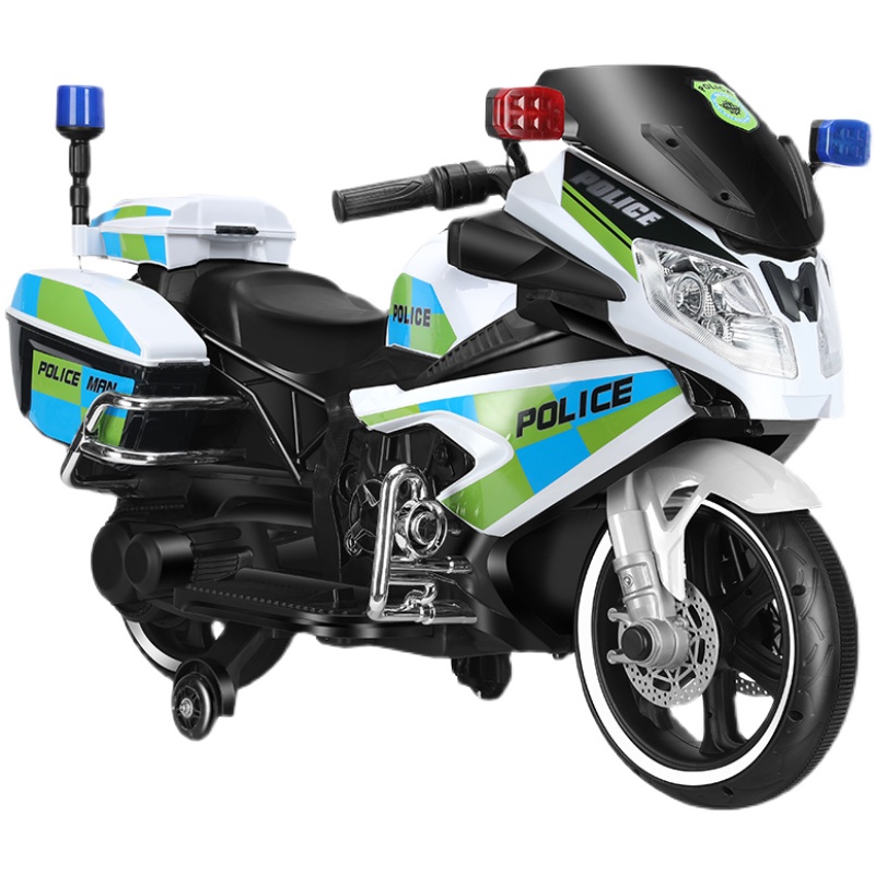 新款超大號(hào)兒童電動(dòng)摩托車雙驅(qū)動(dòng)可坐雙人充電兩輪玩具車摩托警車