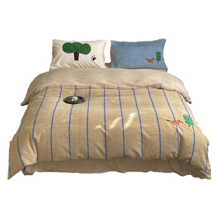 【森林里的狐狸】设计师款童话系列AB版双拼兔兔绒绒四件套秋冬