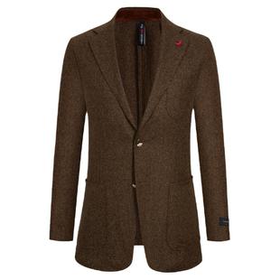 【意大利进口面料】东博利尼秋冬新款100%羊毛西服男棕色复古西装