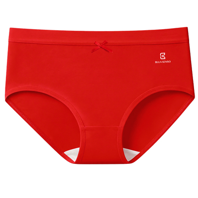 本命年红色女士纯棉中腰大码内裤
