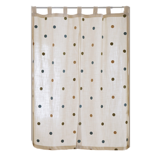 HEGALY圆点分片吊带门帘半帘棉麻隔断帘风水帘刺绣日式简约