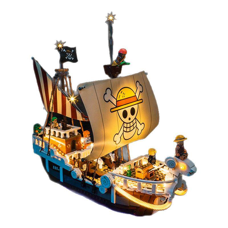 brickbling适用乐高灯饰75639航海王前进梅利号海贼船积木灯光组