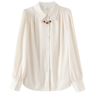 【琥珀流光】OSA欧莎哑光缎面长袖衬衫设计感2026春新款通勤衬衣