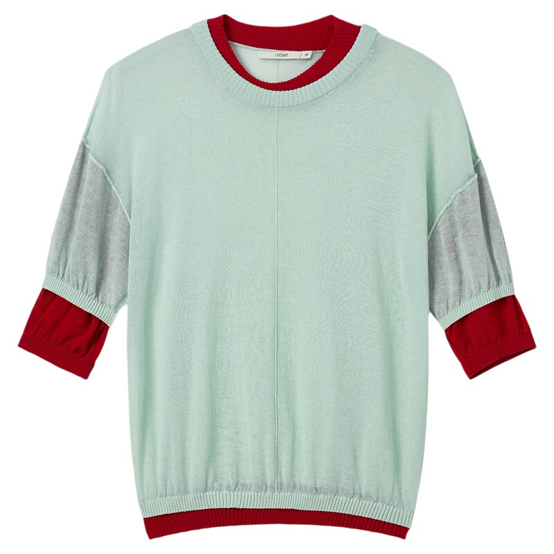 COTEMP OSMOS SWEATER 26SS假两件薄透针织短袖女