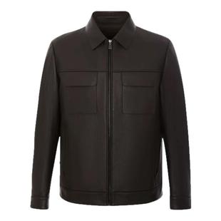 雷军同款皮衣新款男士皮夹克短款翻领海宁绵羊皮真皮外套小羊皮