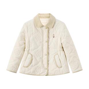 TeenieWeenie Kids小熊童装25年款秋冬季女童花朵绗缝棉服外套