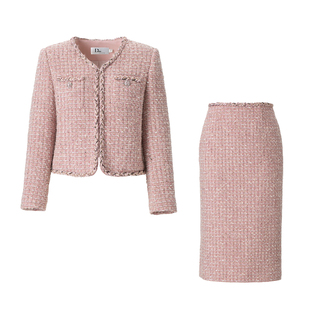 迪图千金风粗花呢套装女2025年秋冬新款小香风外套气质名媛套装裙