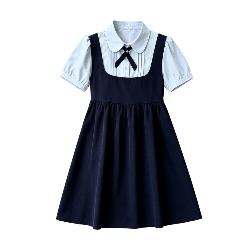 女童学院风假两件夏季连衣裙