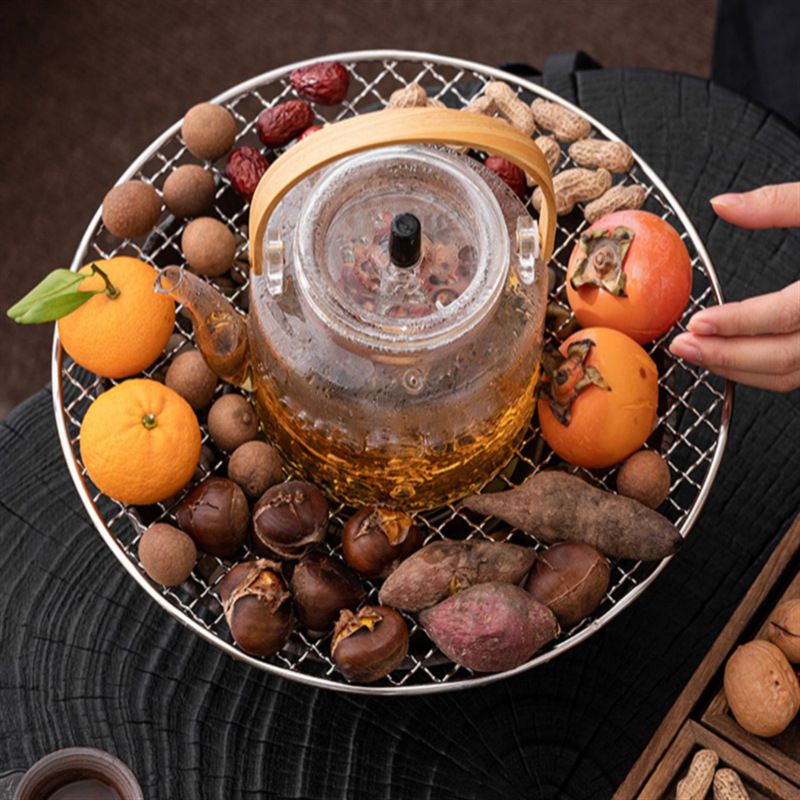 围炉煮茶壶碳炉明火壶木陶玻璃泡壶炉茶壶家用电加热提梁大容量把