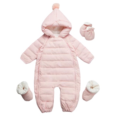 女宝宝羽绒服婴儿连体衣冬季加厚保暖衣服冬装幼儿外出包脚爬服