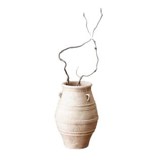 复古花壶瓶老式土陶罐镁泥花盆花器民宿侘寂风黑金刚落地装饰摆件