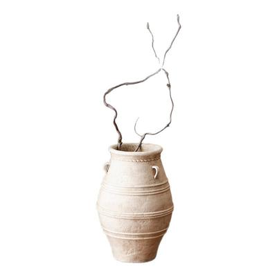 复古花壶瓶老式土陶罐镁泥花盆花器民宿侘寂风黑金刚落地装饰摆件