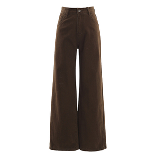 美式复古高腰无弹阔腿牛仔裤女2026春季新款宽松显瘦垂感百搭长裤