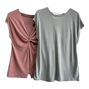 莫代尔短袖罩衫瑜伽服宽松速干透气运动健身服蝴蝶式美背开叉T恤