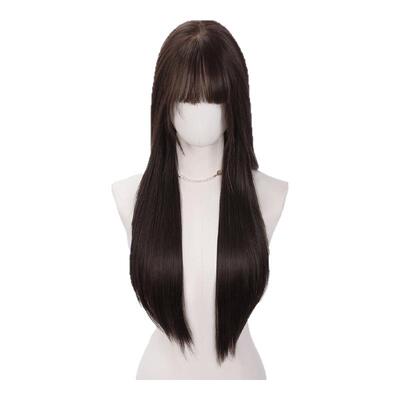 齐刘海长直发黑茶色不易打结