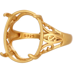 戒指空托diy蜜蜡绿松石戒指托空托 复古镶嵌翡翠玉石戒指托