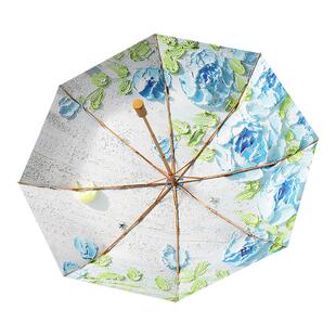 德国雨伞女高颜值晴雨两用简约手动款防晒防紫外线海棠高端太阳伞