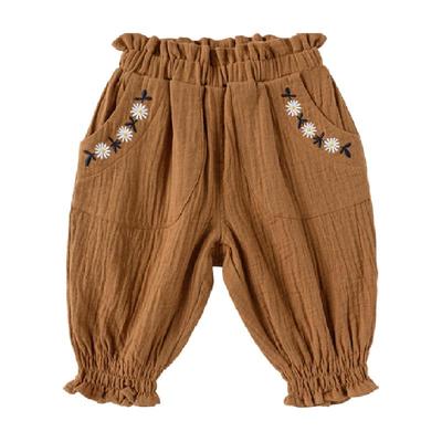 babylove女宝宝春款纯棉纱布长裤