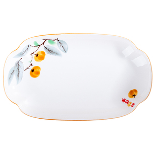 天顺陶瓷鱼盘家用2025新款蒸鱼盘子大号加深轻奢高级感蒸鱼专用