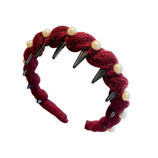 珍珠发箍女2025新款红色发带秋冬高颅顶洗脸头箍高级感压发卡头饰