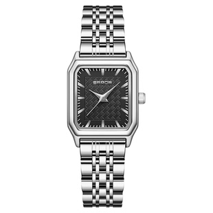 三达新款中古腕表钢带皮带方形女士手表条钉小众气质百搭简约防水