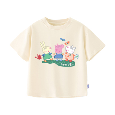 小猪佩奇圆领休闲短袖100%棉T恤