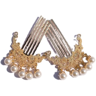 汉服掩鬓流苏雕花明制头饰珍珠古风唐诃子南北朝u钗簪子插梳发饰