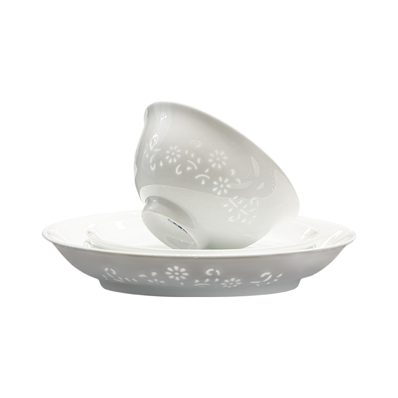 【高白瓷景德镇】玲珑名瓷碗餐具