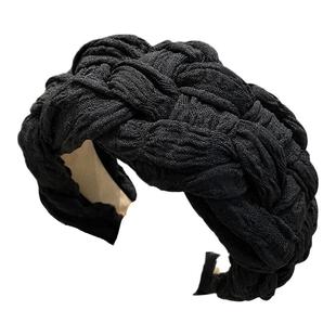 2026秋冬新款高档韩国复古编织蓬松宽发箍显脸小高颅顶压发卡发饰