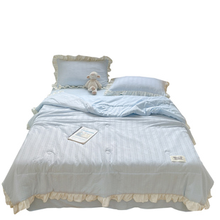 夏季小清新泡泡纱花边夏凉被空调被四件套可机洗宿舍单双人薄被子