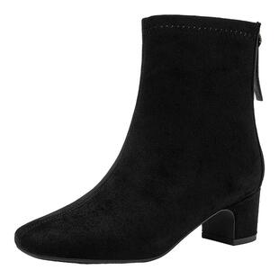 戈美女士短靴2025新款秋冬季洋气妈妈鞋瘦瘦靴粗跟增高时装女靴子