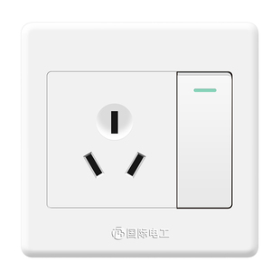 国际电工86型开关插座一开带三孔10A单开带3孔家用暗装墙壁面板