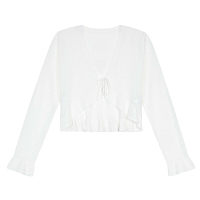 s.deer罗纹抽绳木耳边开衫针织衫